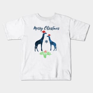 Christmas Giraffe Artwork Kids T-Shirt